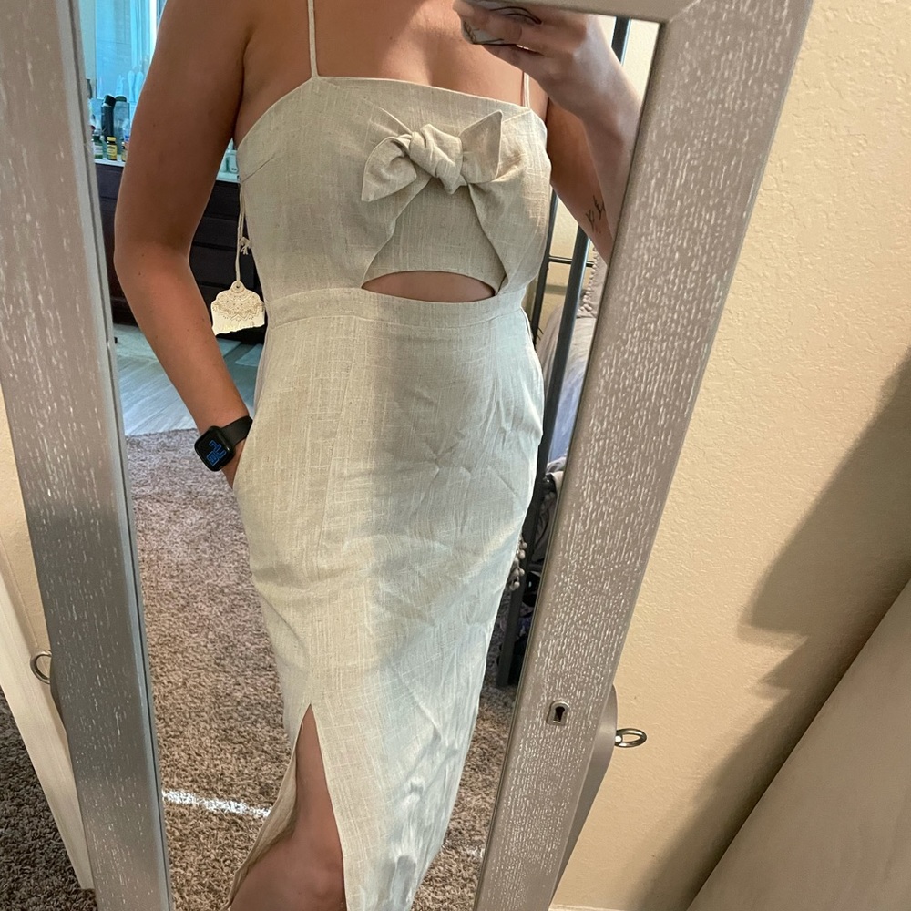 Khaki Linen Vacation Dress